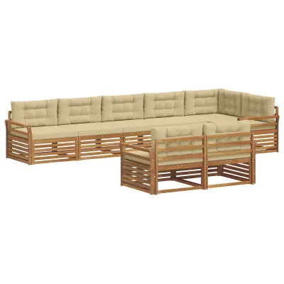 vidaXL Zunanja garnitura za sedenje z blazino 8 pcs Naravna in bež