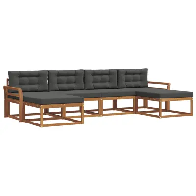 vidaXL Zunanja garnitura za sedenje 6 pcs Naravna in antracitna