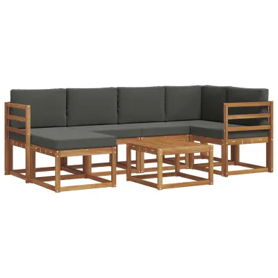 vidaXL Zunanja garnitura za sedenje 7 pcs Naravna in antracitna
