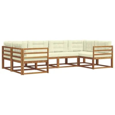vidaXL Zunanja garnitura za sedenje z blazino 6 pcs Naravna in smetana