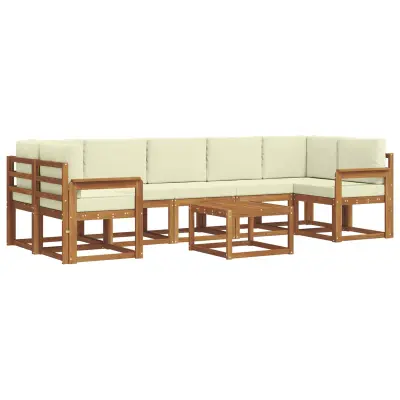 vidaXL Zunanja garnitura za sedenje z blazino 8 pcs Naravna in smetana
