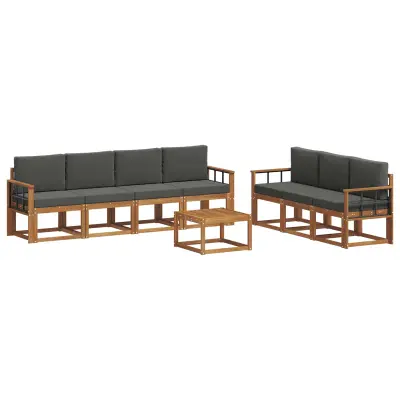 vidaXL Zunanja garnitura za sedenje 8 pcs Naravna in antracitna
