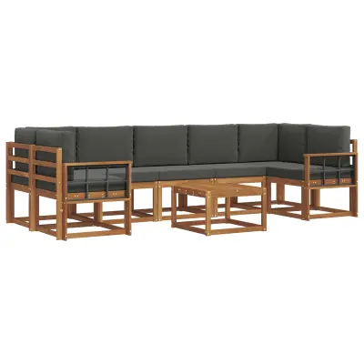 vidaXL Zunanja garnitura za sedenje 8 pcs Naravna in antracitna