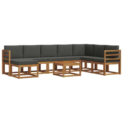 vidaXL Zunanja garnitura za sedenje 9 pcs Naravna in antracitna