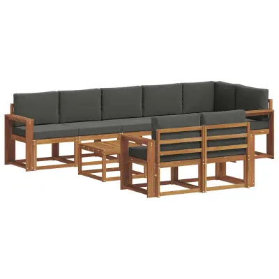 vidaXL Zunanja garnitura za sedenje 9 pcs Naravna in antracitna