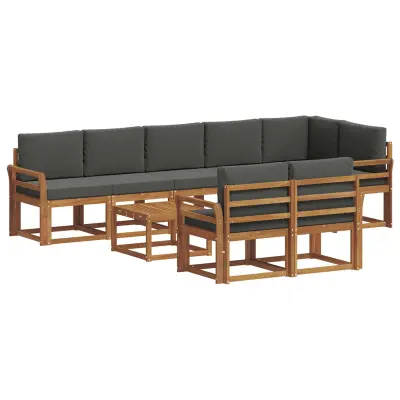 vidaXL Zunanja garnitura za sedenje 9 pcs Naravna in antracitna