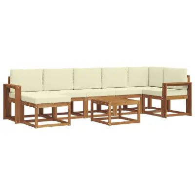 vidaXL Zunanja garnitura za sedenje z blazino 8 pcs Naravna in smetana