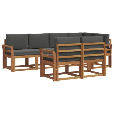 vidaXL Zunanja garnitura za sedenje 7 pcs Naravna in antracitna