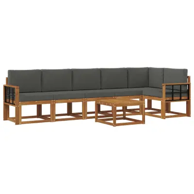 vidaXL Zunanja garnitura za sedenje 7 pcs Naravna in antracitna