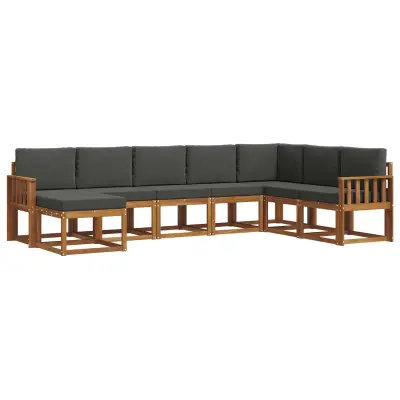 vidaXL Zunanja garnitura za sedenje 8 pcs Naravna in antracitna