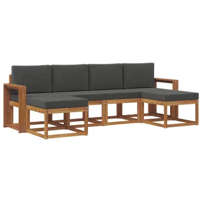vidaXL Zunanja garnitura za sedenje 6 pcs Naravna in antracitna