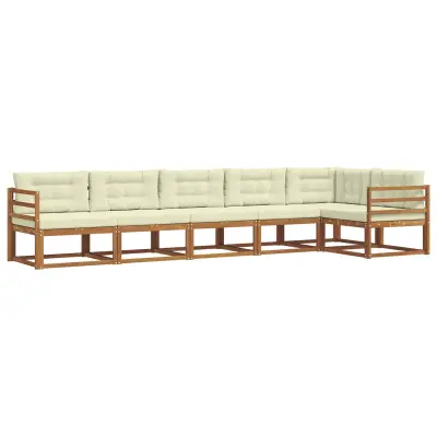 vidaXL Zunanja garnitura za sedenje z blazino 6 pcs Naravna in smetana