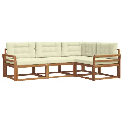 vidaXL Zunanja garnitura za sedenje z blazino 4 pcs Naravna in smetana