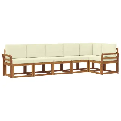vidaXL Zunanja garnitura za sedenje z blazino 6 pcs Naravna in smetana