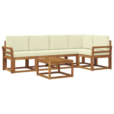 vidaXL Zunanja garnitura za sedenje z blazino 6 pcs Naravna in smetana