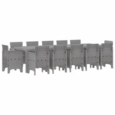 vidaXL Komplet za jedilnico v vrtu 13 pcs Svetlo siva Poly ratan