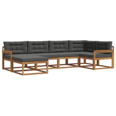 vidaXL Zunanja garnitura za sedenje 6 pcs Naravna in antracitna