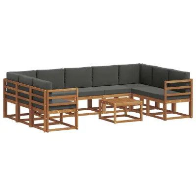 vidaXL Zunanja garnitura za sedenje 10 pcs Naravna in antracitna