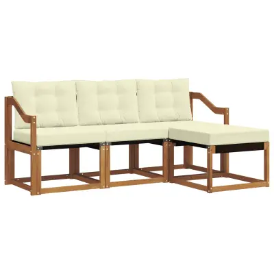 vidaXL Zunanja garnitura za sedenje z blazino 4 pcs Naravna in smetana