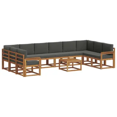 vidaXL Zunanja garnitura za sedenje 11 pcs Naravna in antracitna