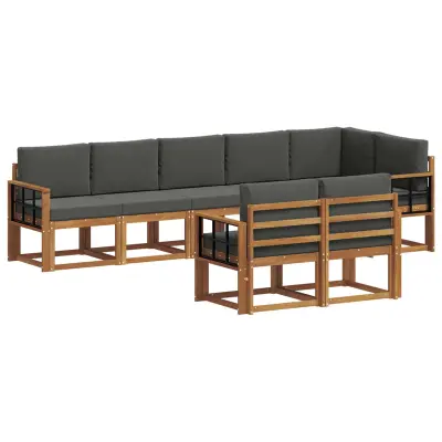vidaXL Zunanja garnitura za sedenje 8 pcs Naravna in antracitna