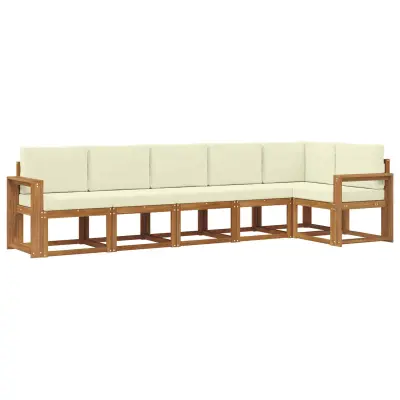 vidaXL Zunanja garnitura za sedenje z blazino 6 pcs Naravna in smetana