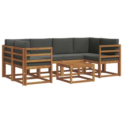 vidaXL Zunanja garnitura za sedenje 7 pcs Naravna in antracitna