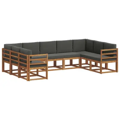 vidaXL Zunanja garnitura za sedenje 9 pcs Naravna in antracitna
