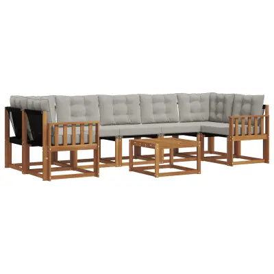 vidaXL Zunanja garnitura za sedenje 8 pcs Naravna in svetlo siva