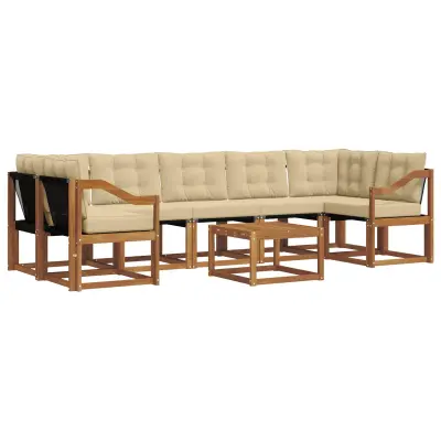 vidaXL Zunanja garnitura za sedenje z blazino 8 pcs Naravna in bež
