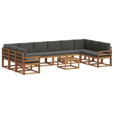 vidaXL Zunanja garnitura za sedenje 11 pcs Naravna in antracitna