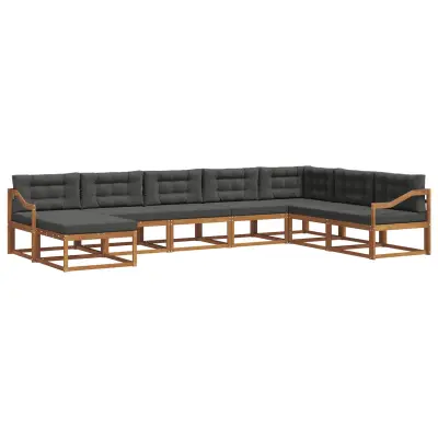 vidaXL Zunanja garnitura za sedenje 8 pcs Naravna in antracitna