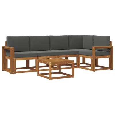 vidaXL Zunanja garnitura za sedenje 6 pcs Naravna in antracitna