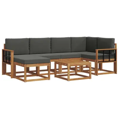 vidaXL Zunanja garnitura za sedenje 7 pcs Naravna in antracitna