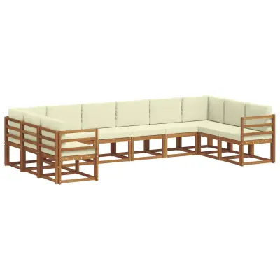 vidaXL Zunanja garnitura za sedenje 10 pcs Naravna in smetana