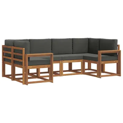 vidaXL Zunanja garnitura za sedenje 6 pcs Naravna in antracitna