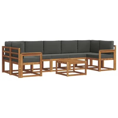 vidaXL Zunanja garnitura za sedenje 8 pcs Naravna in antracitna