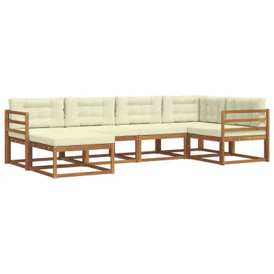 vidaXL Zunanja garnitura za sedenje z blazino 6 pcs Naravna in smetana