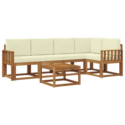 vidaXL Zunanja garnitura za sedenje z blazino 6 pcs Naravna in smetana