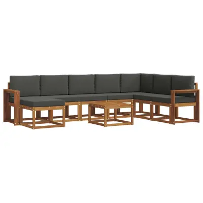 vidaXL Zunanja garnitura za sedenje 9 pcs Naravna in antracitna
