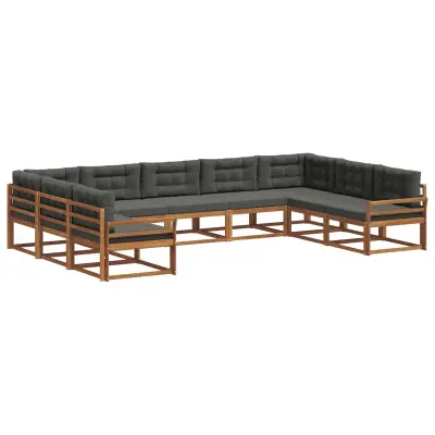 vidaXL Zunanja garnitura za sedenje 9 pcs Naravna in antracitna