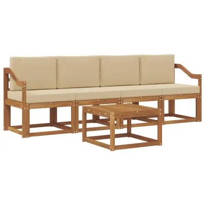 vidaXL Zunanja garnitura za sedenje z blazino 5 pcs Naravna in bež