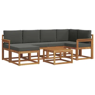 vidaXL Zunanja garnitura za sedenje 7 pcs Naravna in antracitna