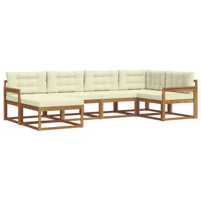 vidaXL Zunanja garnitura za sedenje z blazino 6 pcs Naravna in smetana
