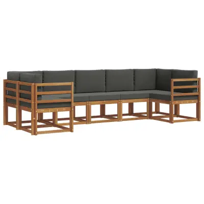 vidaXL Zunanja garnitura za sedenje 7 pcs Naravna in antracitna