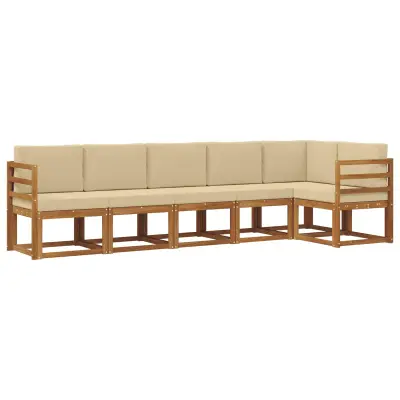 vidaXL Zunanja garnitura za sedenje z blazino 6 pcs Naravna in bež