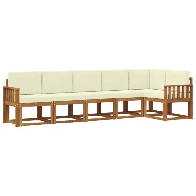 vidaXL Zunanja garnitura za sedenje z blazino 6 pcs Naravna in smetana