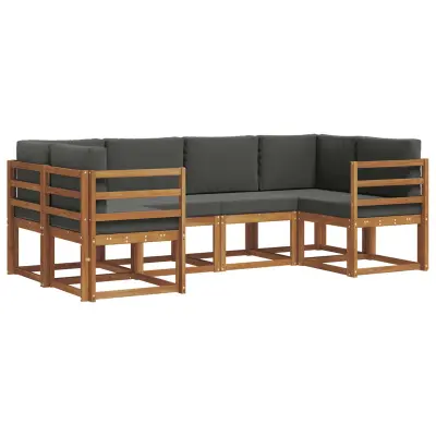 vidaXL Zunanja garnitura za sedenje 6 pcs Naravna in antracitna
