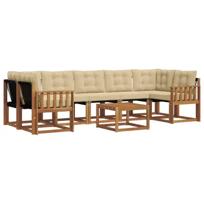 vidaXL Zunanja garnitura za sedenje z blazino 8 pcs Naravna in bež