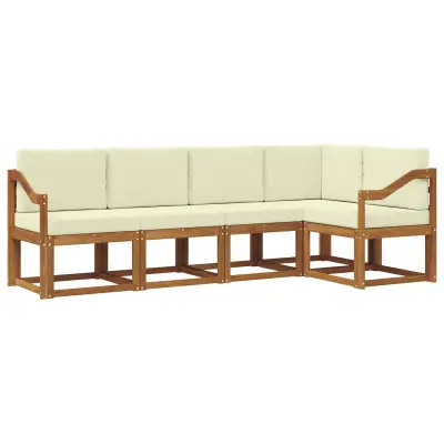 vidaXL Zunanja garnitura za sedenje z blazino 5 pcs Naravna in smetana